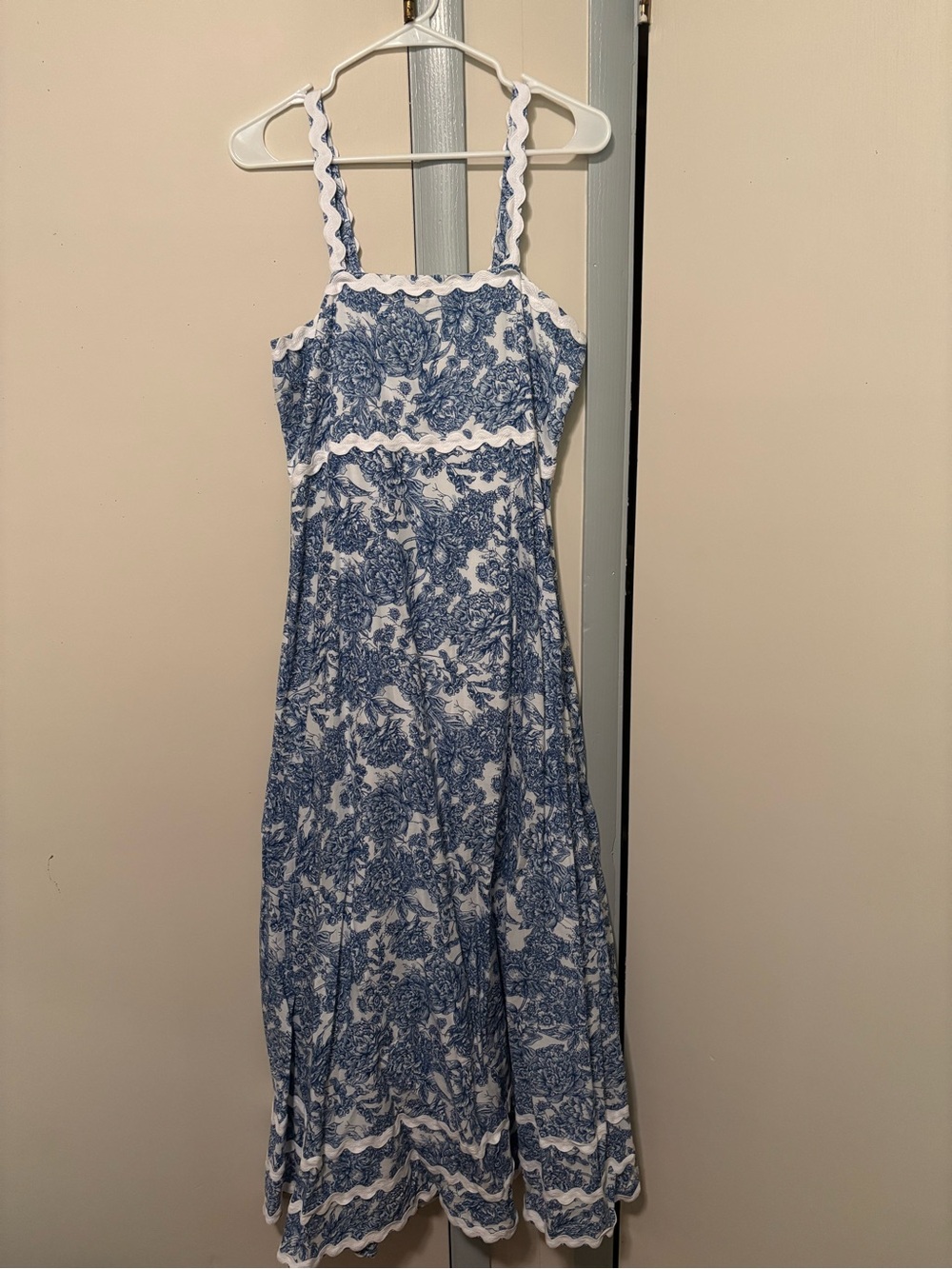 Simply Southern Blue and White Floral toile Maxi Dress